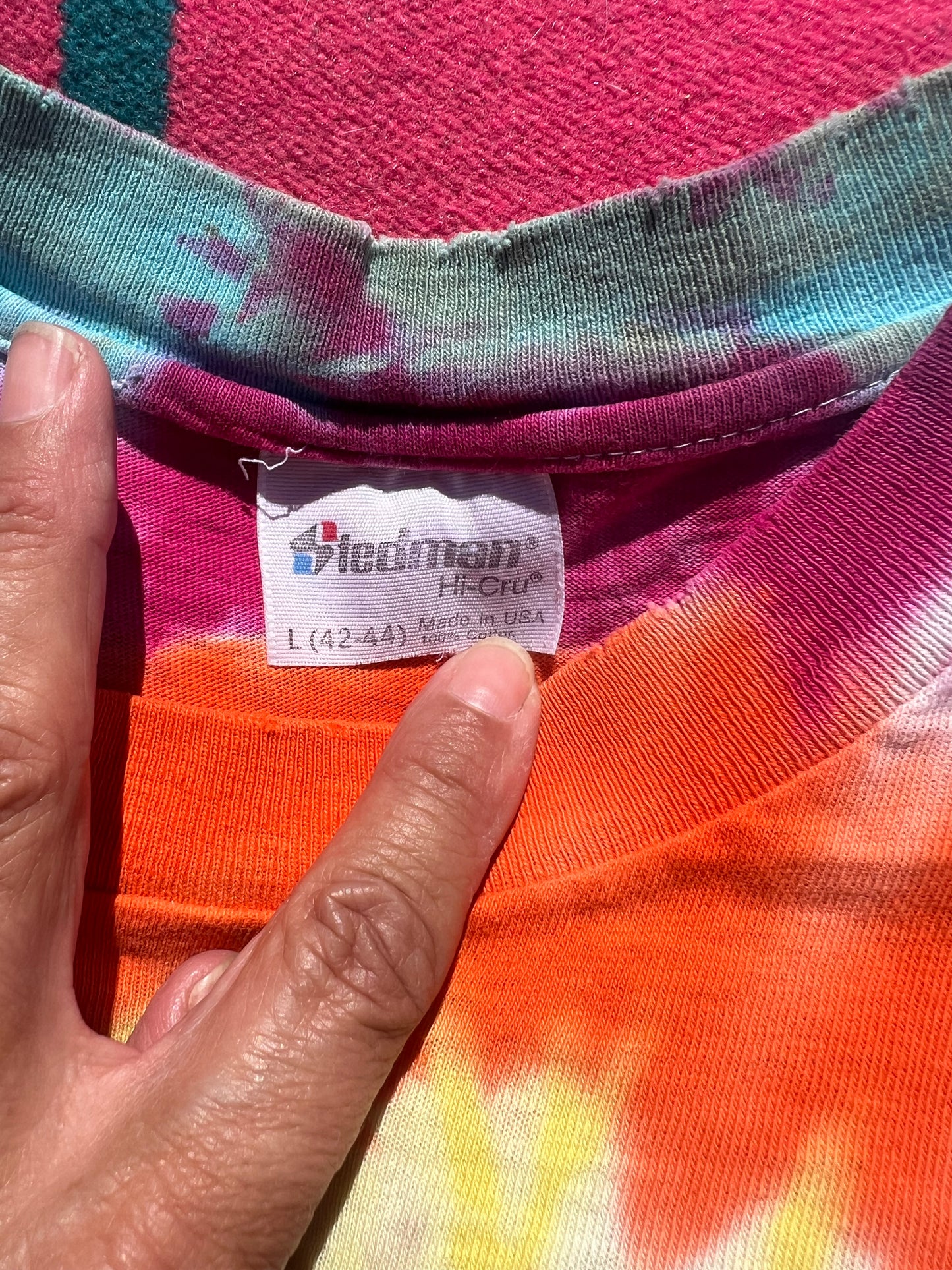 Vintage 1986 Alice in Wonderland Tie Dye with rose covered Peace sign shirt