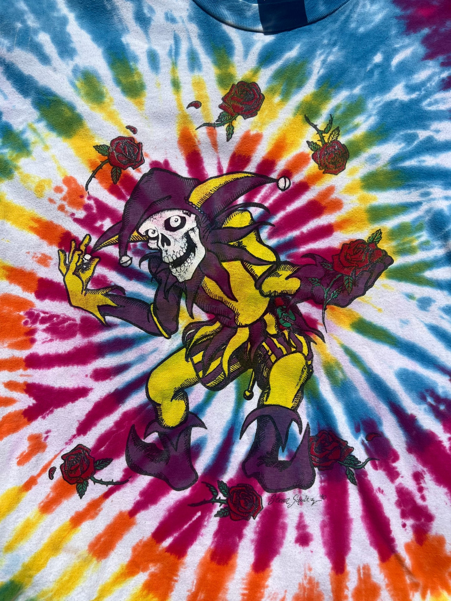 Vintage Steven Schultz Grateful Dead Jester 1990 Tiedye XL shirt
