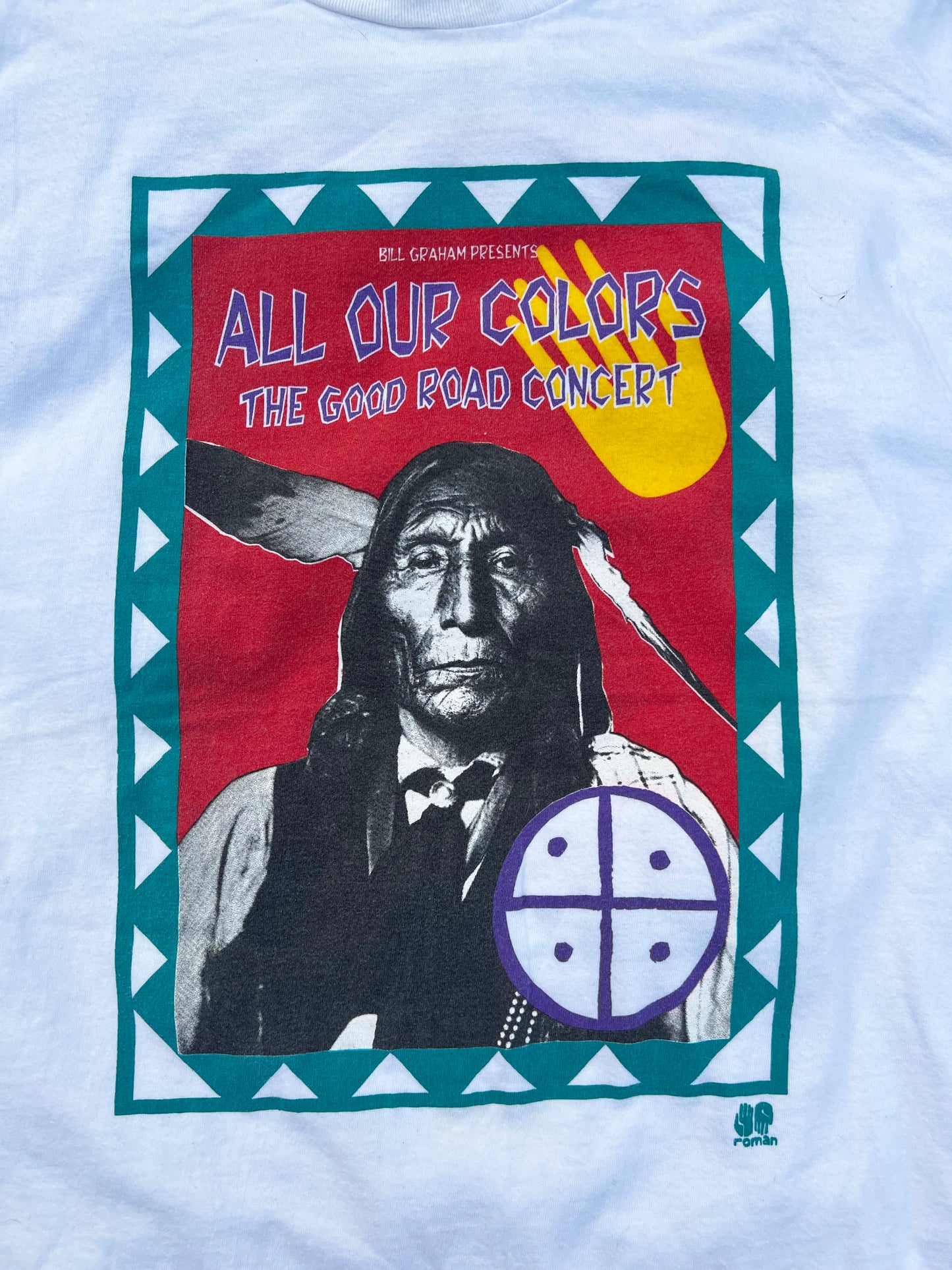 Vintage Bill Graham Presents All Our Colors The Good Road Concert 1992 short sleeve shirt