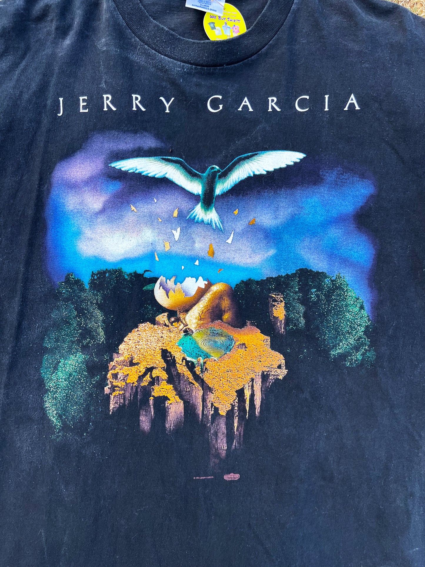 Vintage 1994 Jerry Garcia Winterland Productions Surrealist Jerry face black short sleeve shirt