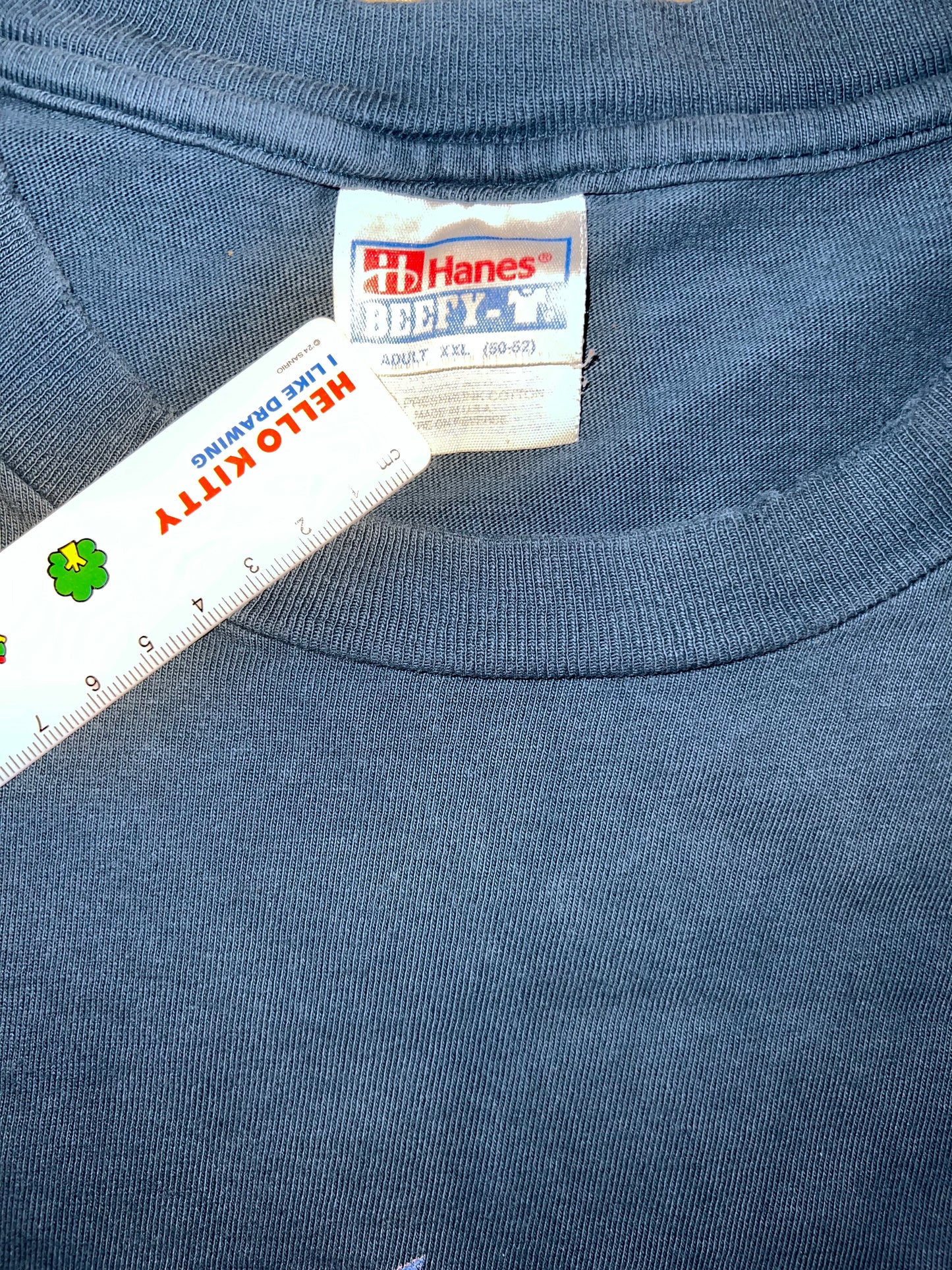 Vintage 90's Phish rainbow fish logo on faded blue black tour short sleeve shirt