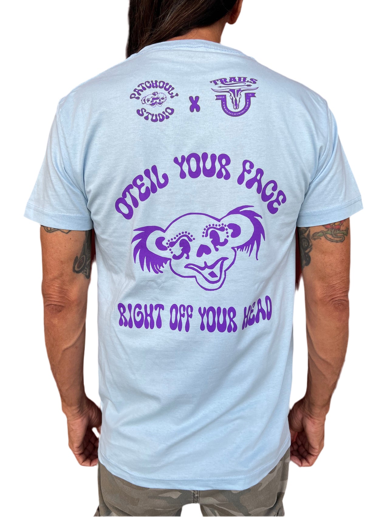 LOVE is REAL- NOT FADE AWAY Oteil Bear- blue short sleeve t-shirt
