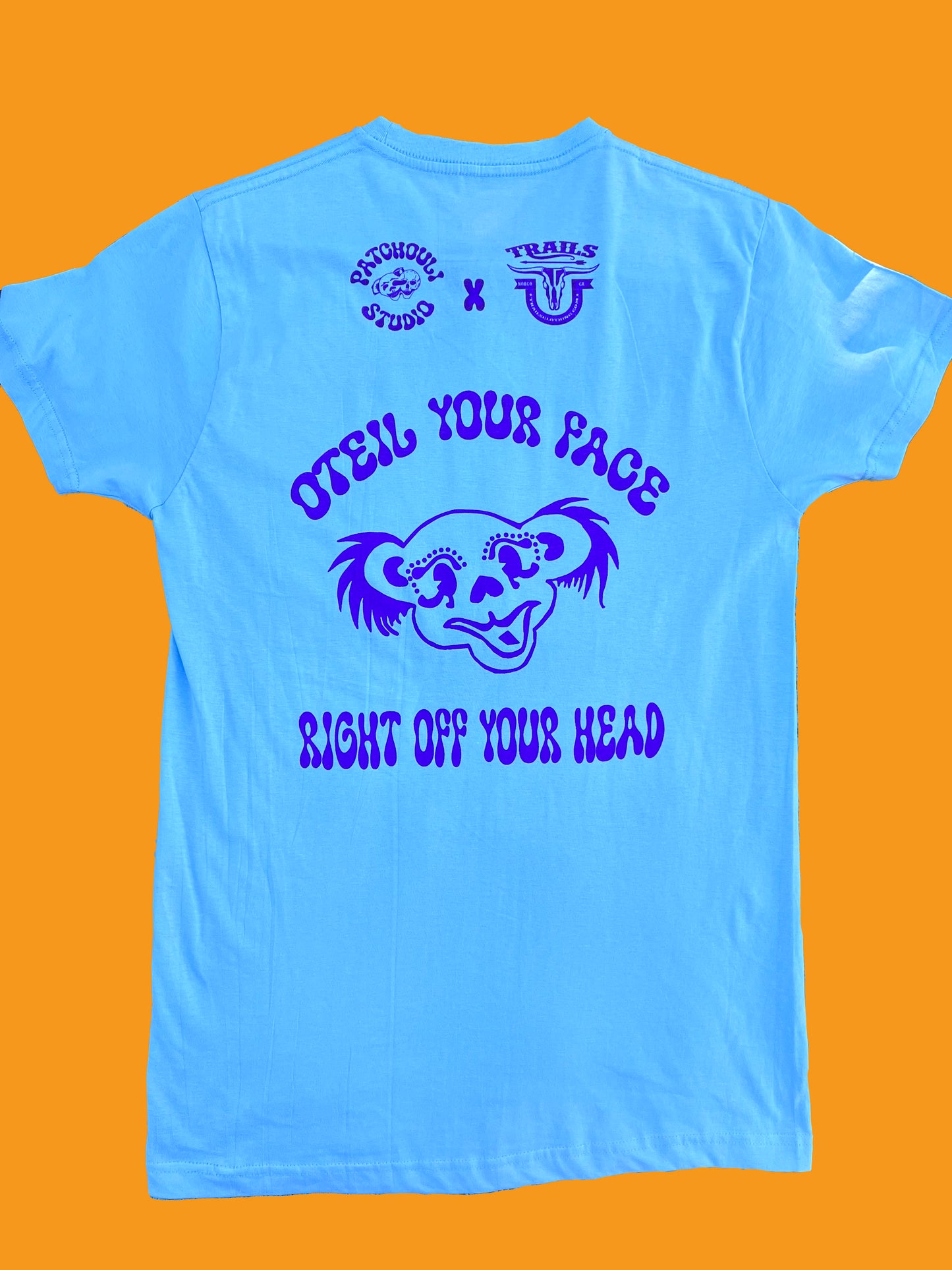 LOVE is REAL- NOT FADE AWAY Oteil Bear- blue short sleeve t-shirt