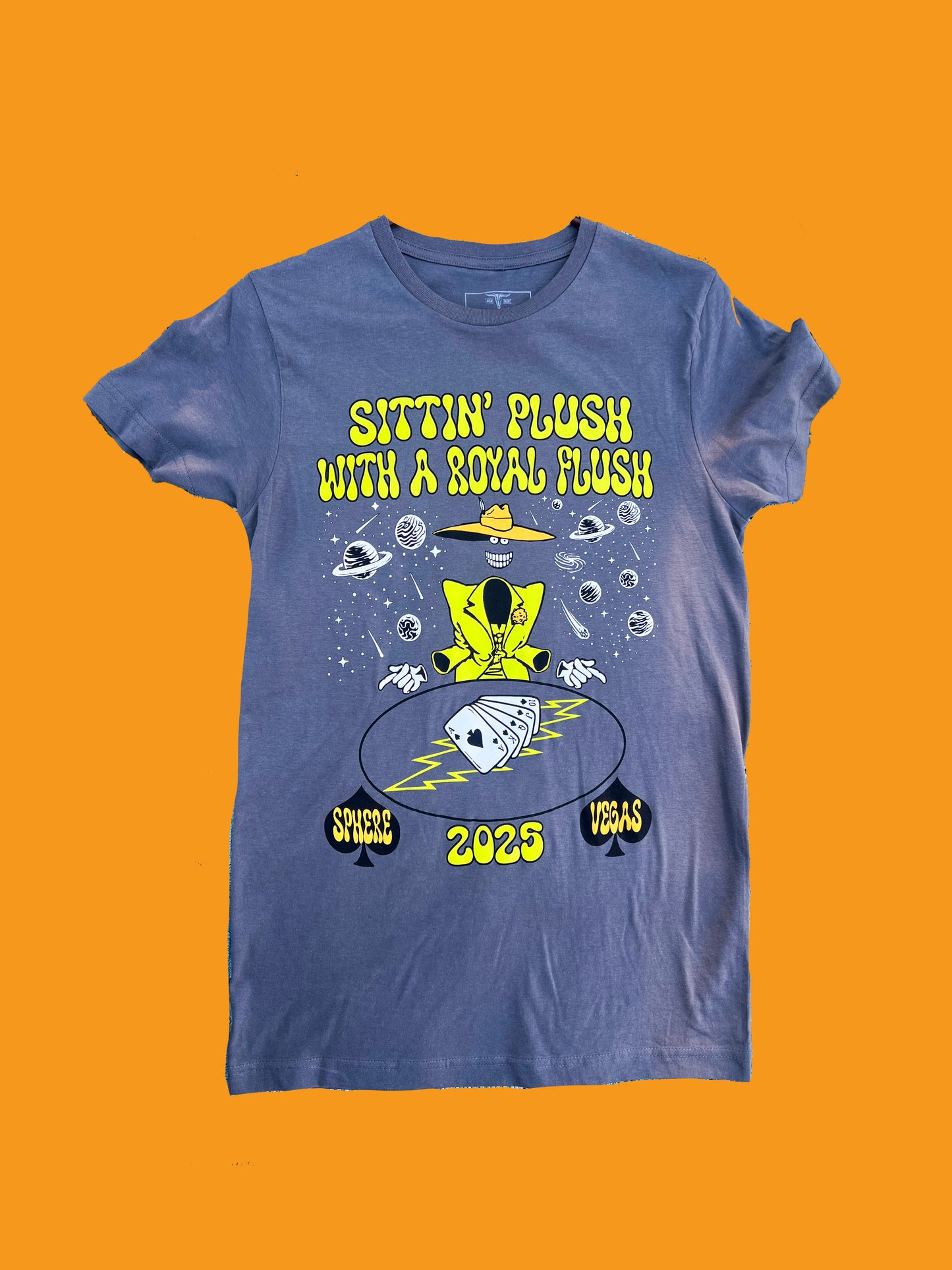 Sitting Plush with a Royal Flush- dark grey short sleeve t-shirt