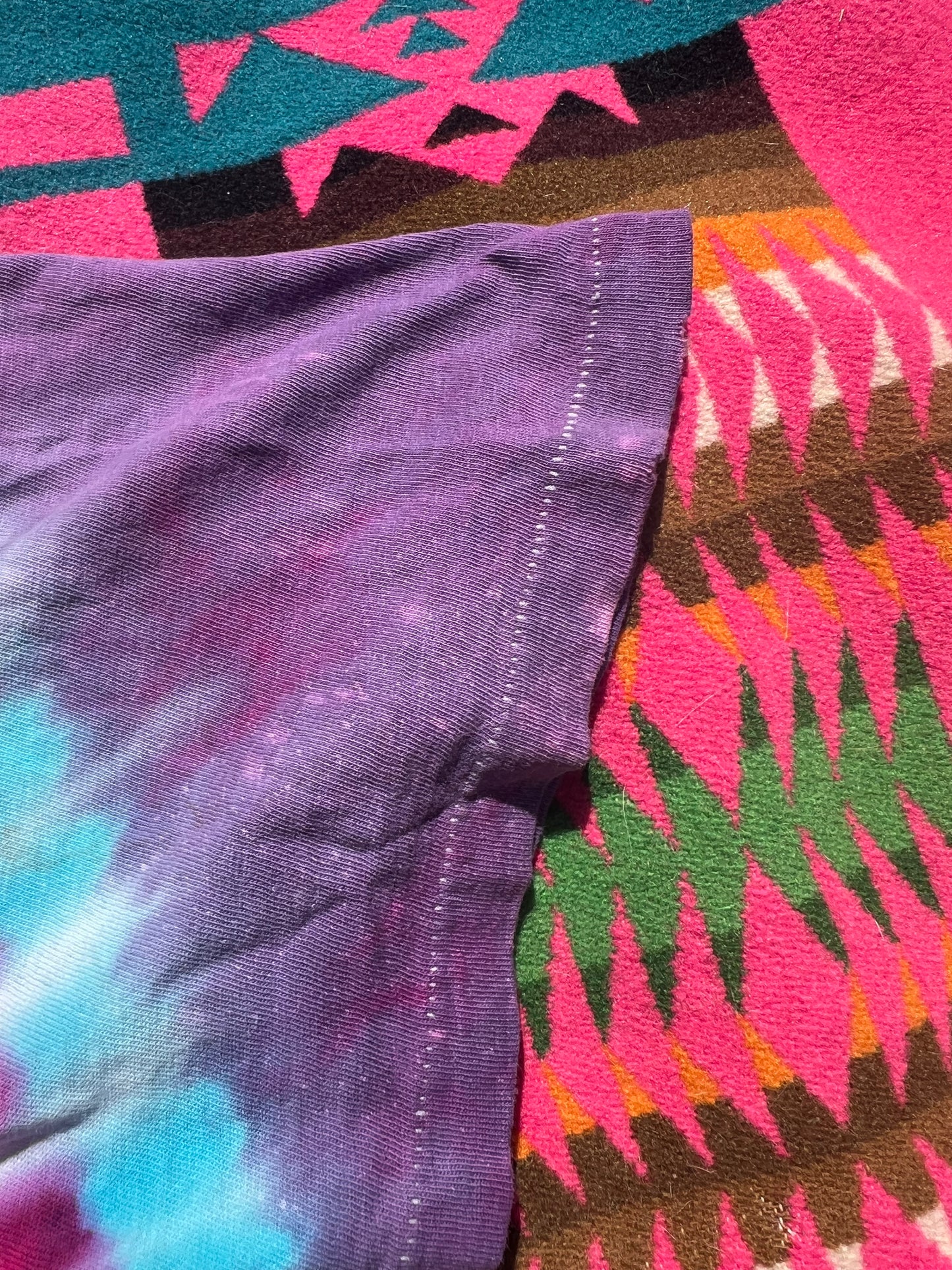 Vintage 1986 Alice in Wonderland Tie Dye with rose covered Peace sign shirt