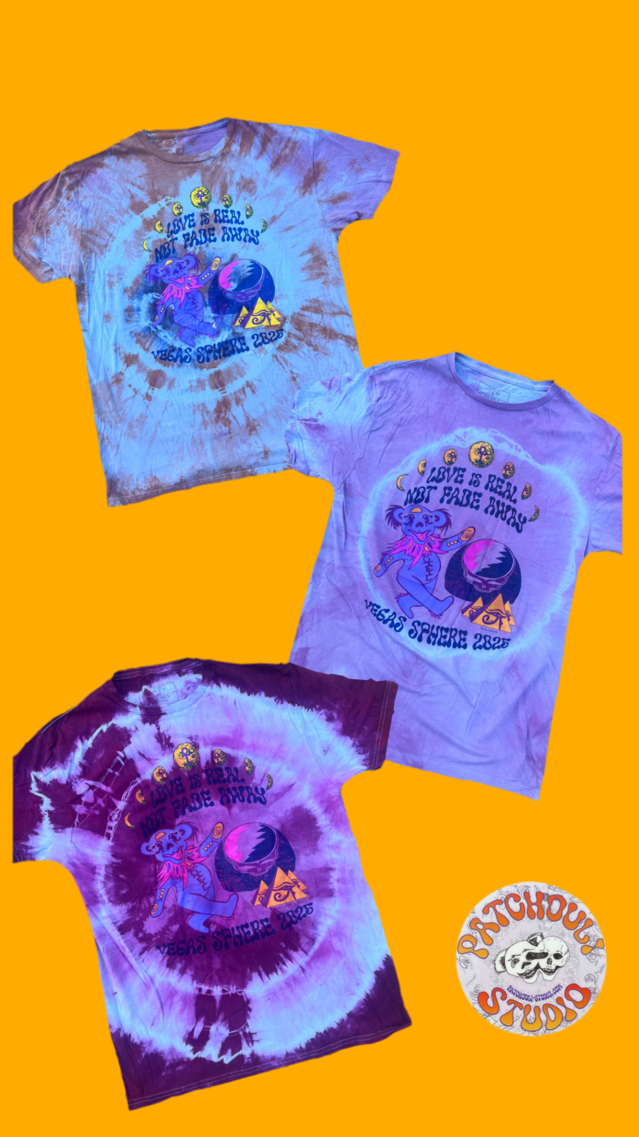 Tie Dyed LOVE is REAL- NOT FADE AWAY Oteil Bear- short sleeve t-shirt