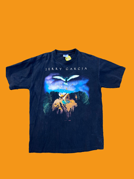 Vintage 1994 Jerry Garcia Winterland Productions Surrealist Jerry face black short sleeve shirt