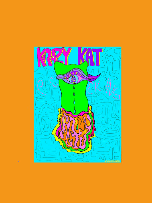 Krazy Kat Peeking Maze sticker